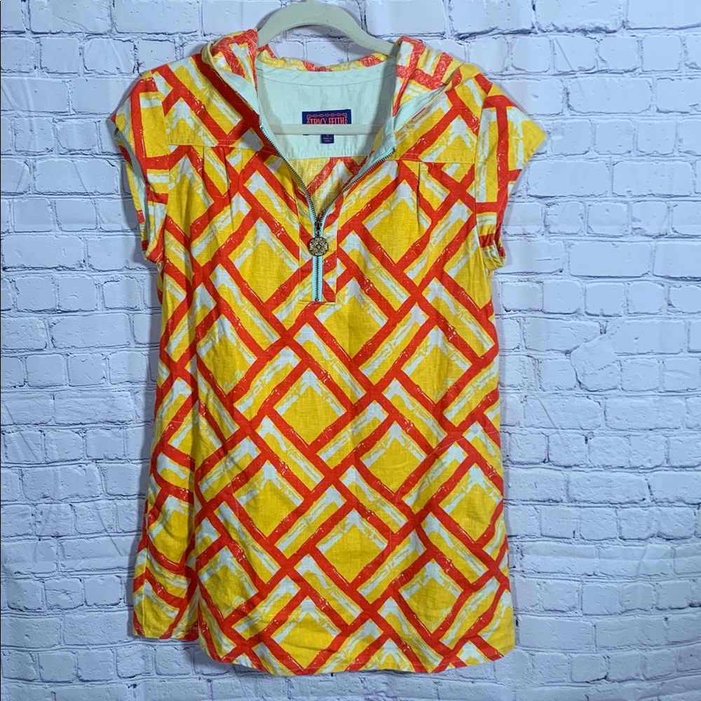 Tracy Feith for Target Womens Linen Hooded Coverup Geometric Print Size S